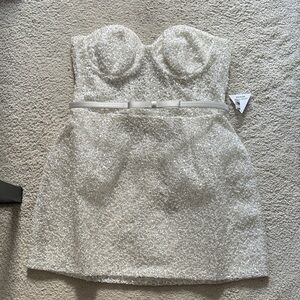 NADINE MERABI White Bridal Mini Dress